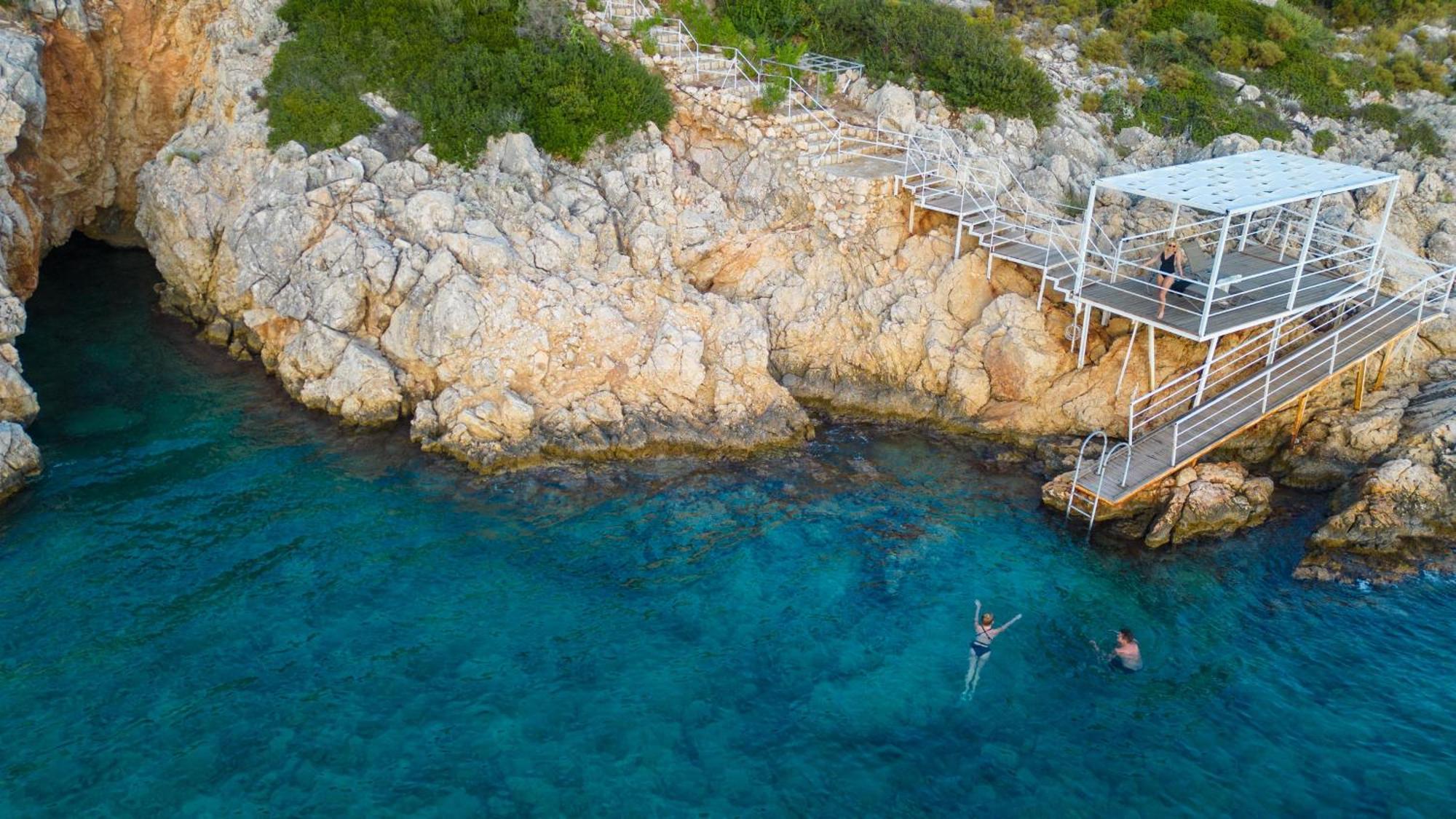Beachfront White Villa With Private Swimming Pool Kalkan Exteriör bild