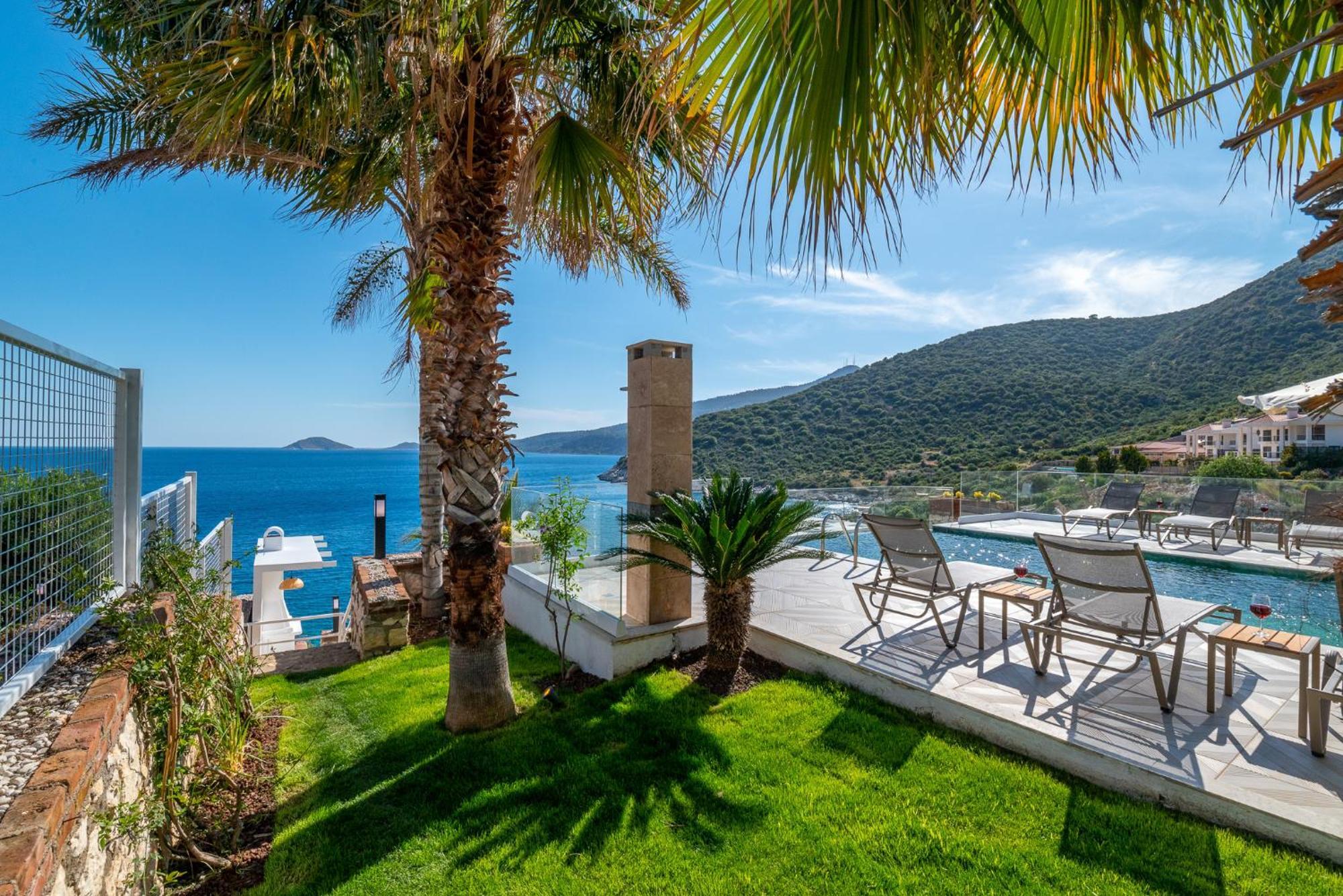 Beachfront White Villa With Private Swimming Pool Kalkan Exteriör bild