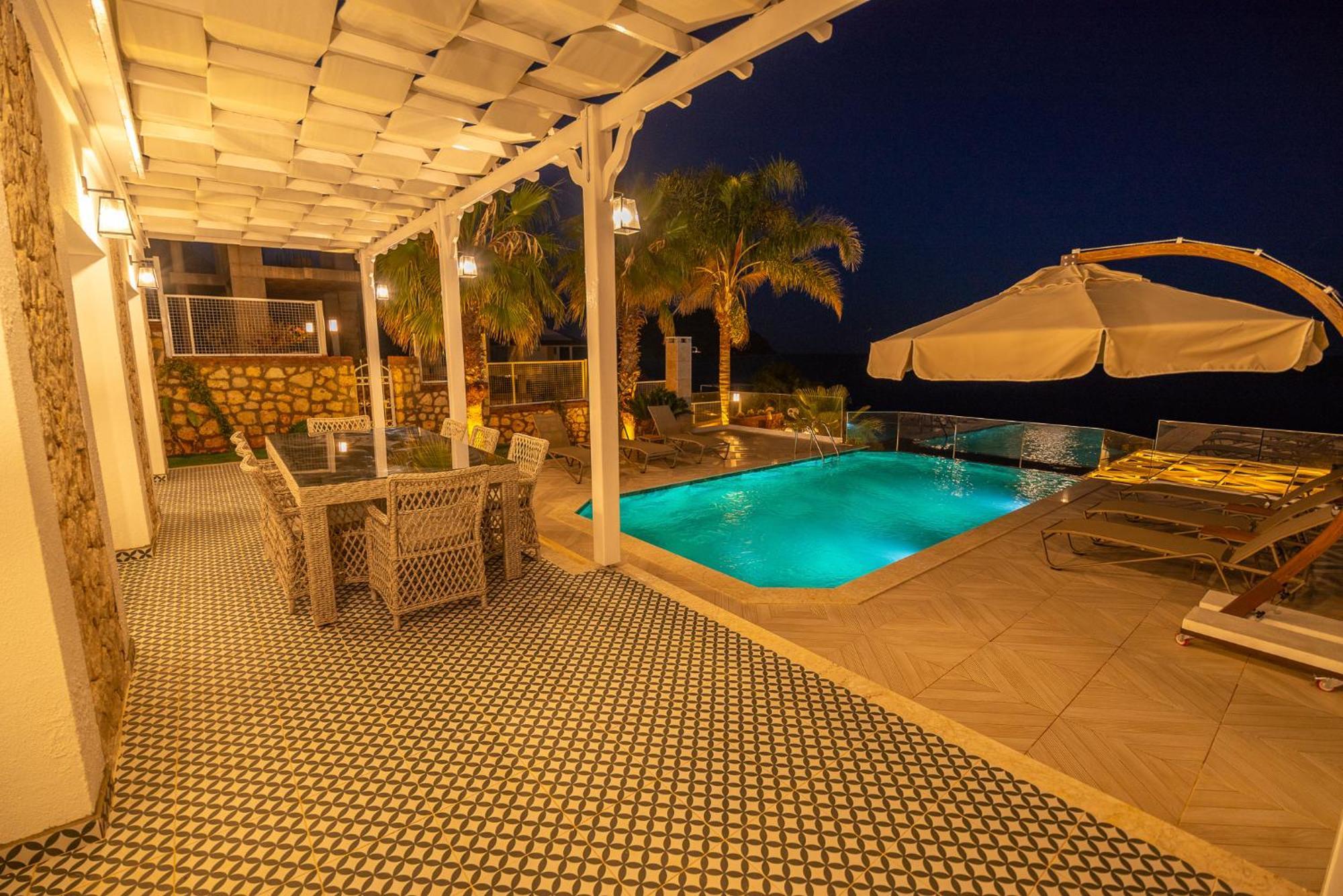 Beachfront White Villa With Private Swimming Pool Kalkan Exteriör bild