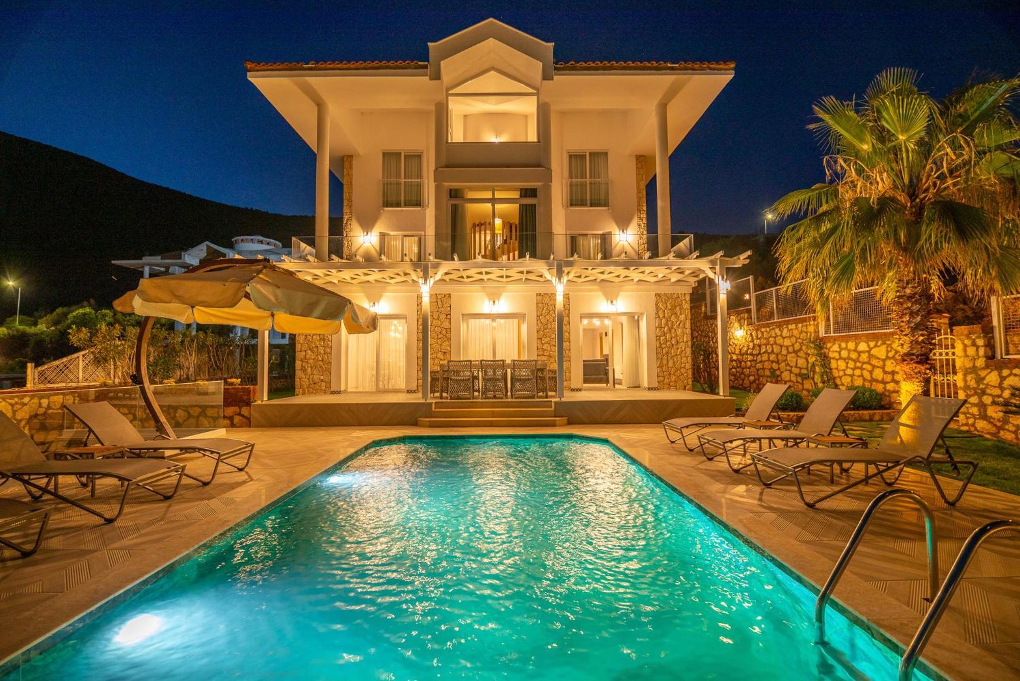 Beachfront White Villa With Private Swimming Pool Kalkan Exteriör bild