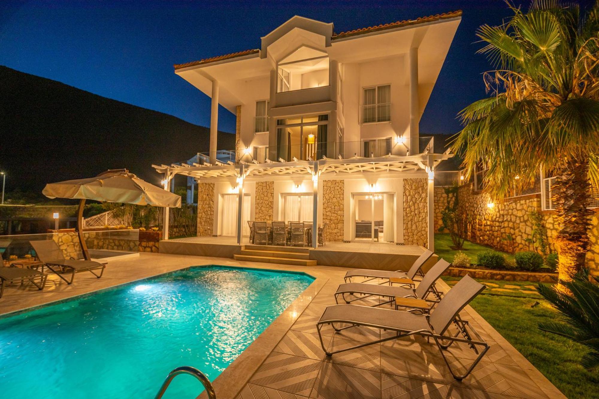 Beachfront White Villa With Private Swimming Pool Kalkan Exteriör bild